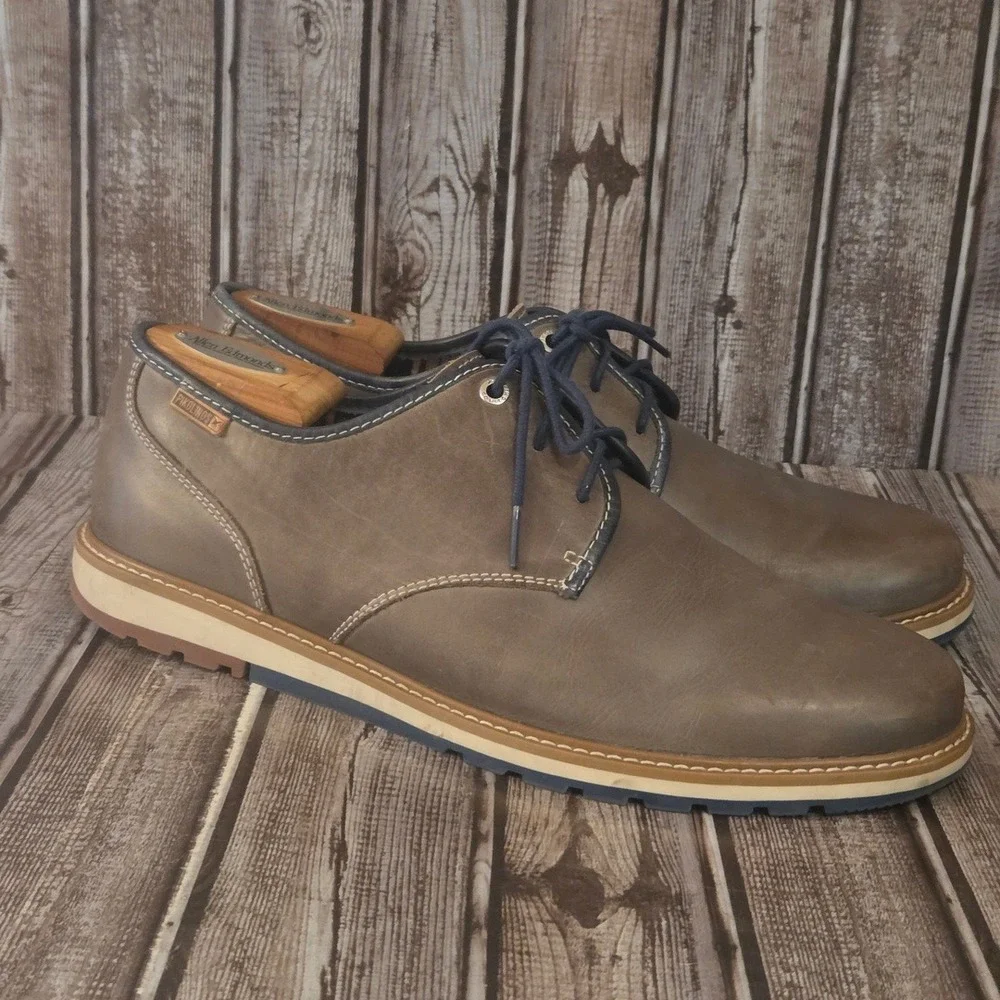 Sz 45 / 11-11.5 Mens Pikolinos Berna Olive Brown Leather Derby Shoes VGUC